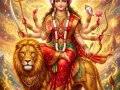सिंहवाहिनी माँ दुर्गा अष्टभुजा रूप में, पावन भक्ति चित्र